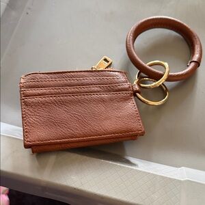 Chic Tan Leather Keychain Card Holder
